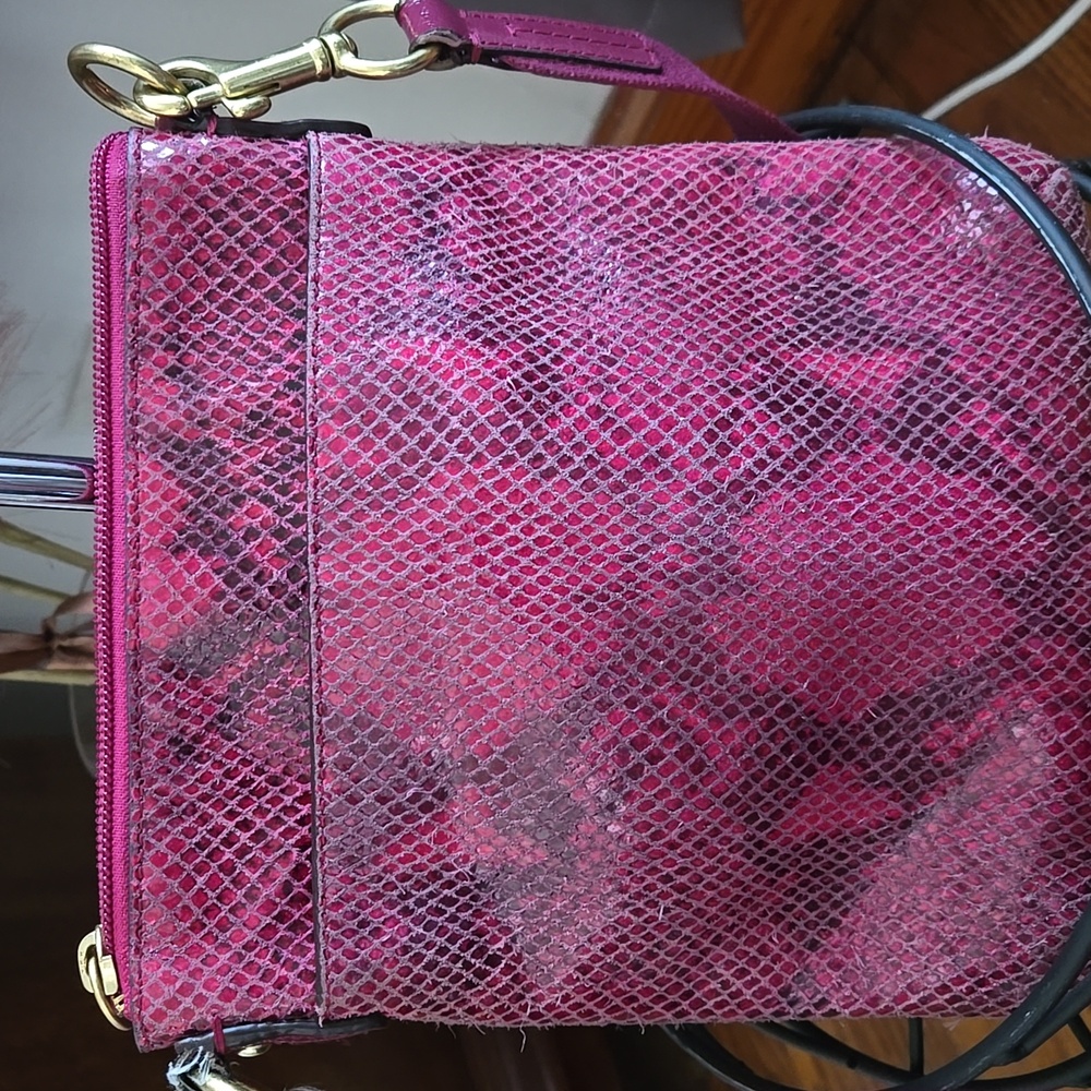 Coach Raspberry/fuchsia Python/snakeskin Embossed… - image 9